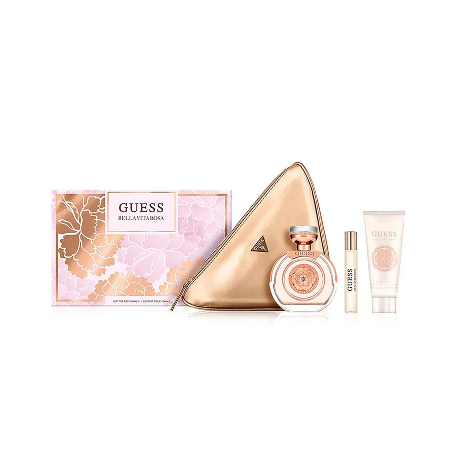Guess Bella Vita Rosa EDT (W) / 4 Pc SP 100 ml; Mini SP 15 ml; BL 100 ml; Pouch