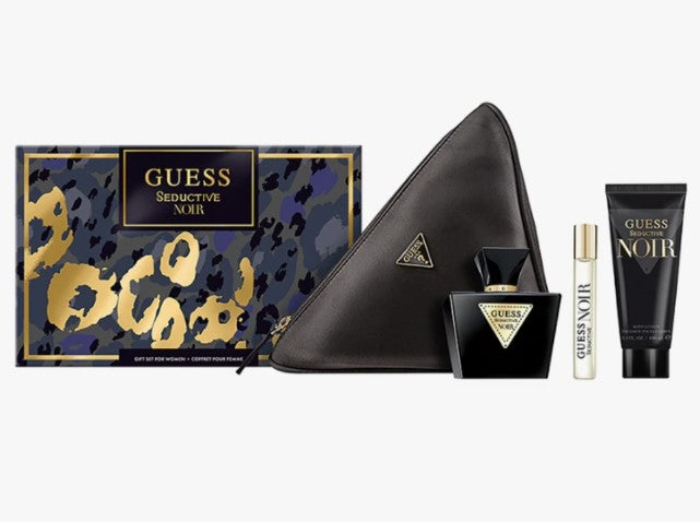 Guess Seductive Noir Women EDT (W) / 4 Pc SP 75 ml; Mini SP 15 ml; BL 100 ml; Pouch
