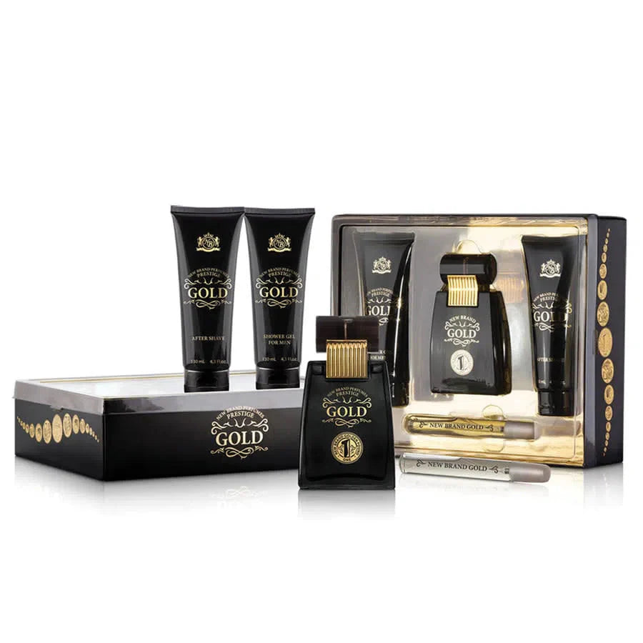 New Brand Gold EDT (M) / 4 Pc SP 100ml; SG 127ml; AS 127ml; SP 15ml