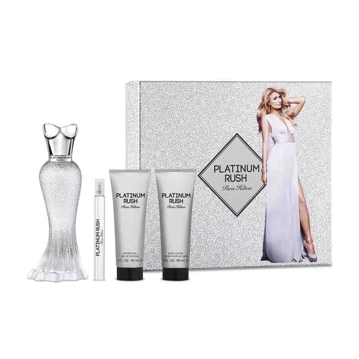 Paris Hilton Platinum Rush EDP (W) / 4 Pc SP 100 ml; BL 90 ml; SG 90 ml; Mini SP 10 ml