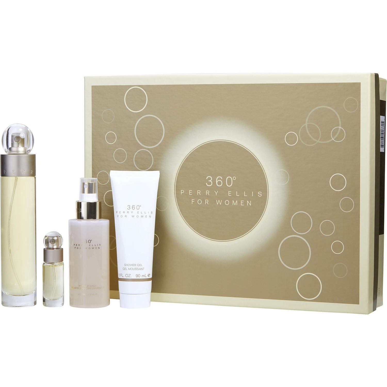 Perry Ellis 360 EDT (W) / 4 Pc SP 100 ml; BS 120 ml; SG 90 ml; Mini SP 7.5 ml