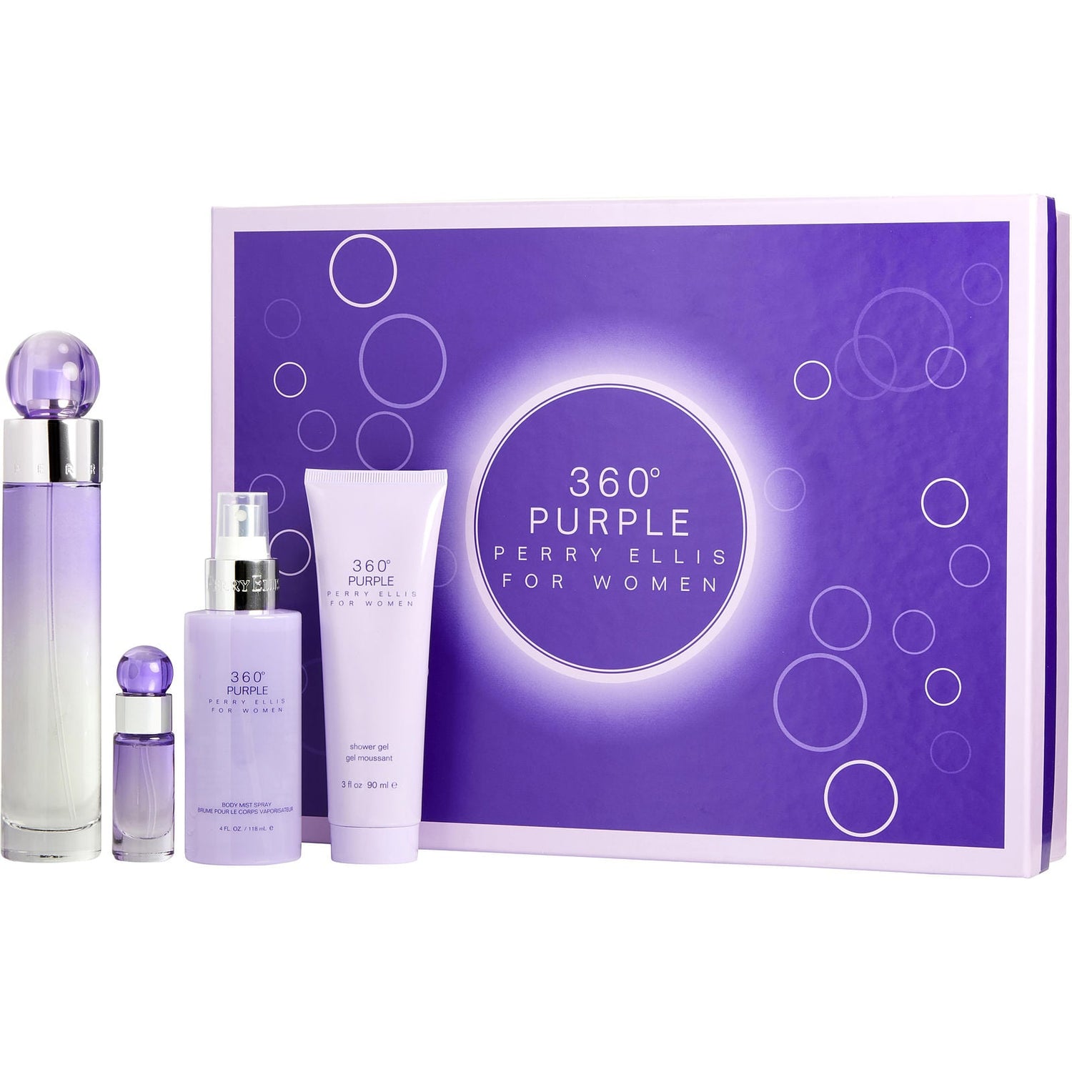 Perry Ellis 360 Purple EDP (W) / 4 Pc SP 100 ml; BS 120 ml; SG 90 ml; Mini