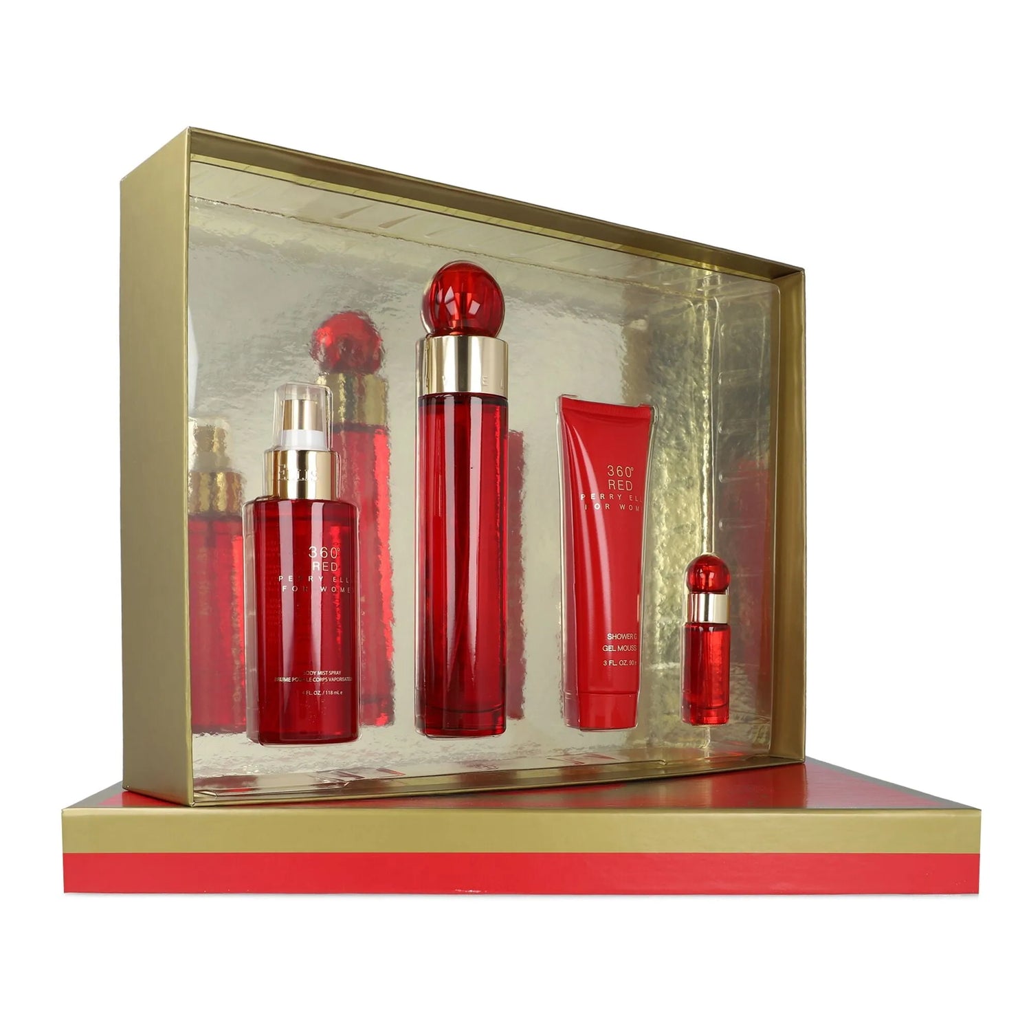 Perry Ellis 360 Red Women EDP (W) / 4 Pc SP 100 ml; BS 118 ml; SG 90 ml; Mini