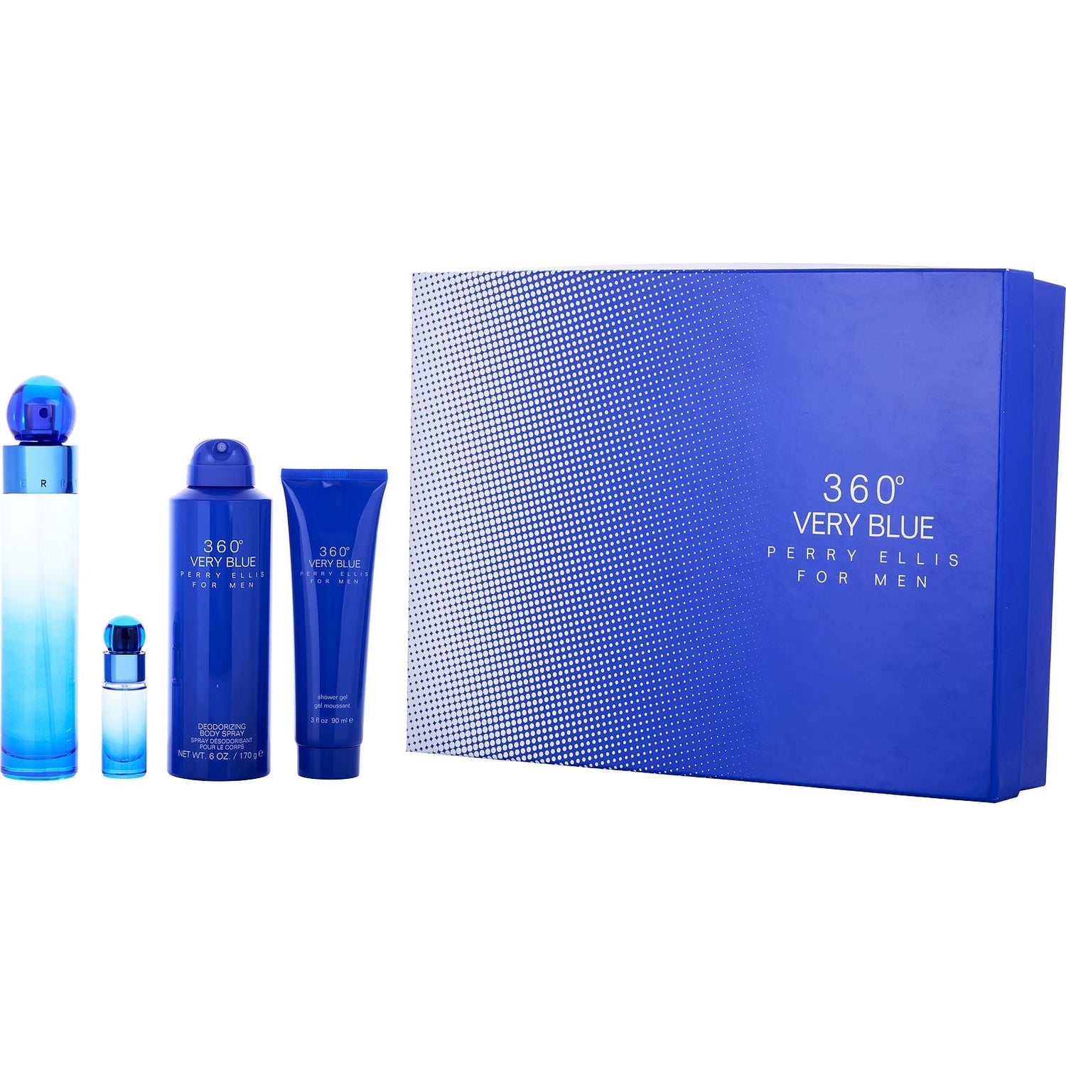 Perry Ellis 360 Very Blue EDT (M) / 3 Pc SP 100 ml; BS 200 ml; SG 90 ml; Mini