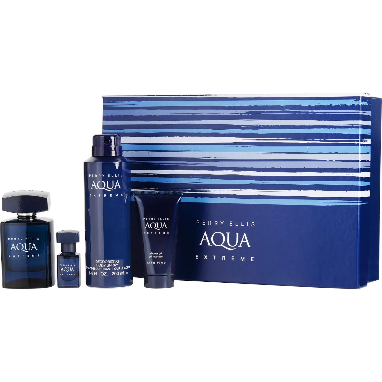 Perry Ellis Aqua Extreme EDT (M) / 4 Pc SP 100 ml; BS 200 ml; SG 50 ml; SP 7.5 ml