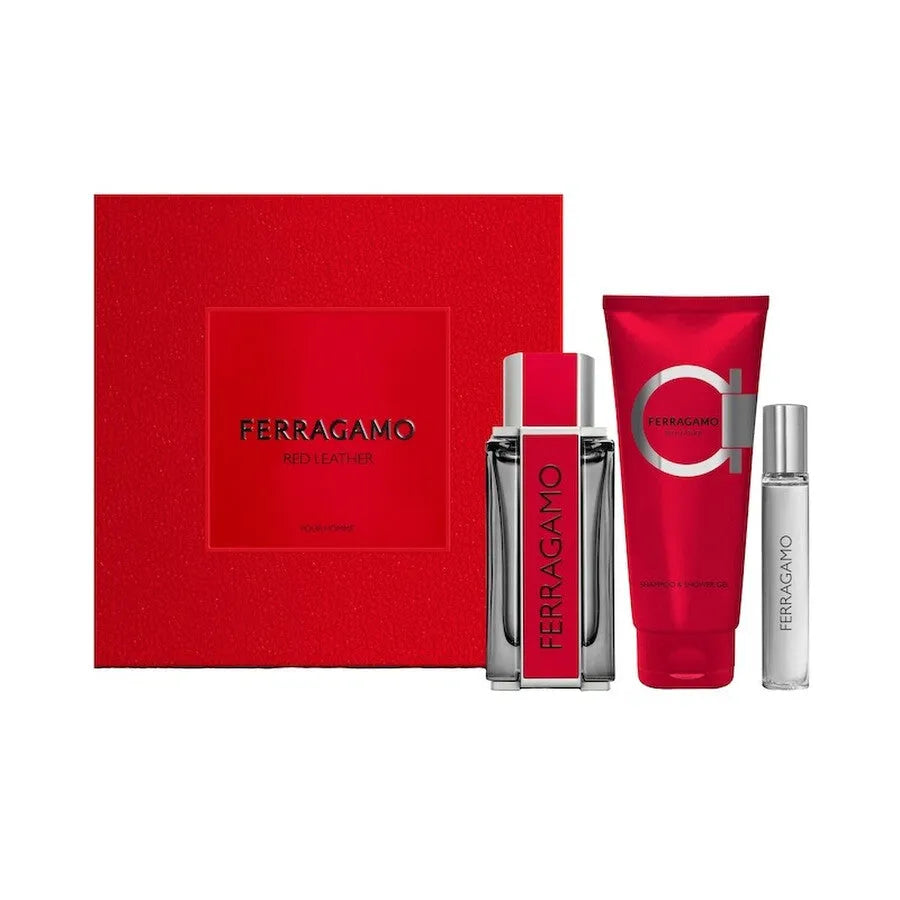Salvatore Ferragamo Red Leather EDP (M) / 3 Pc SP 100 ml; SP 10 ml; SG 100 ml
