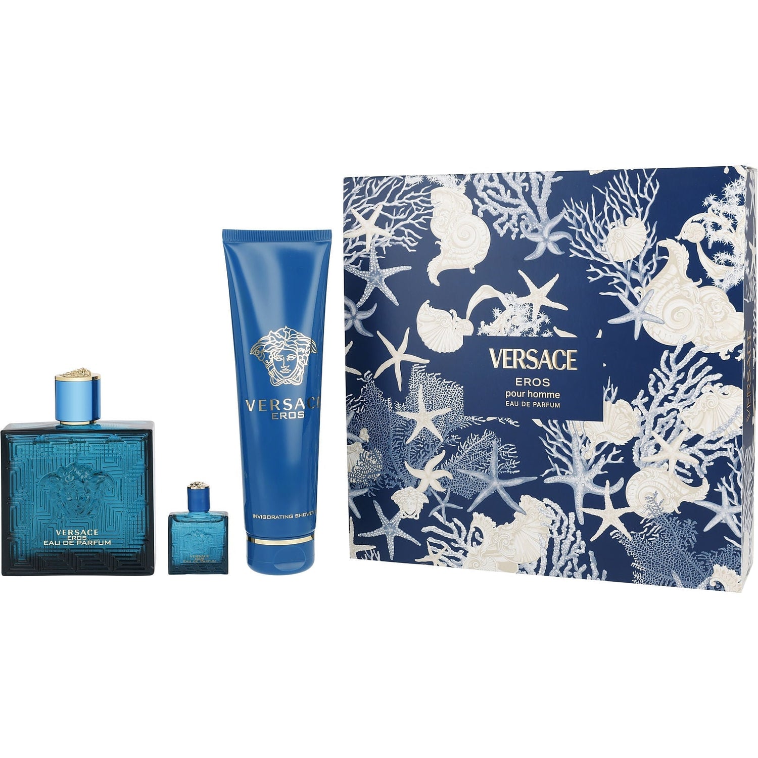 Versace Eros EDP (M) / 3 Pc SP 100 ml; SG 150 ml; Mini SP 5 ml